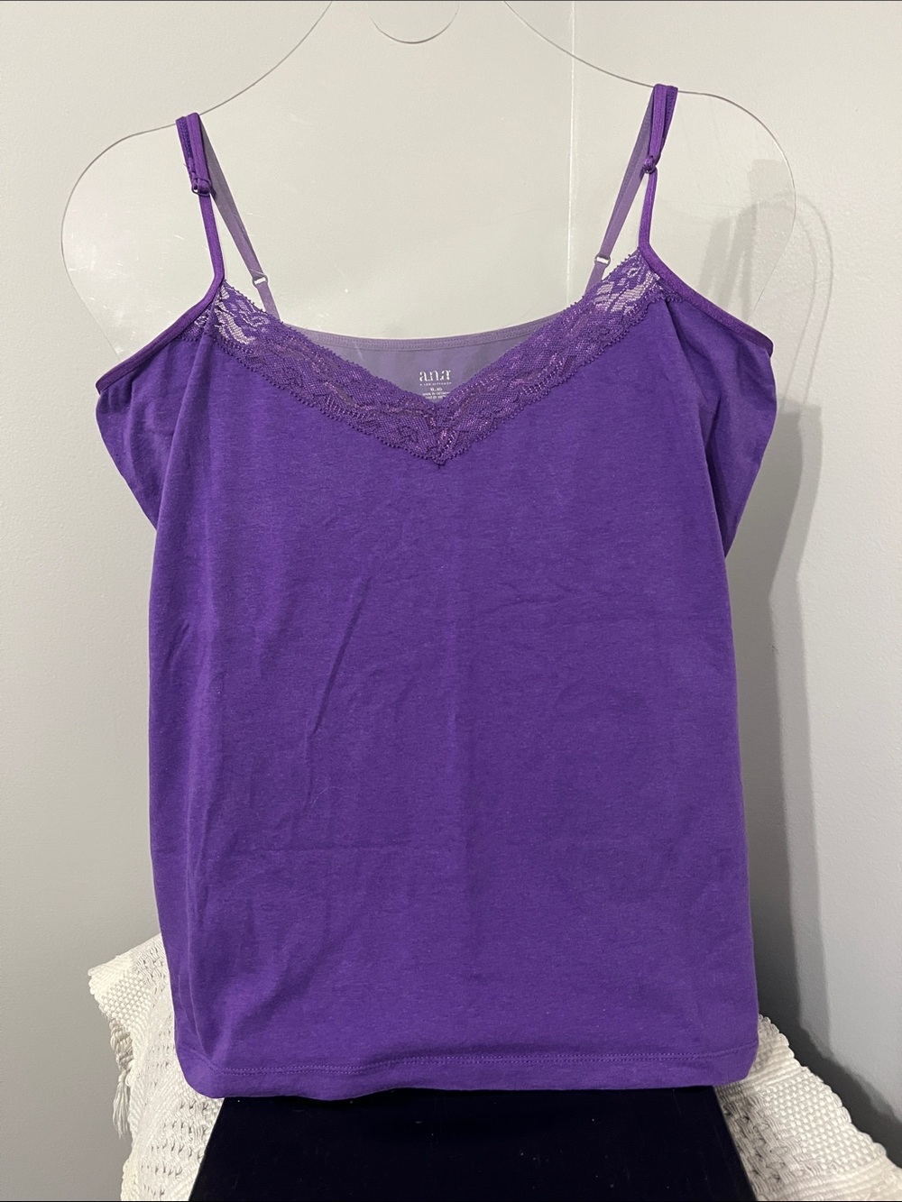 a.n.a. Purple Lace-Trim Camisole
